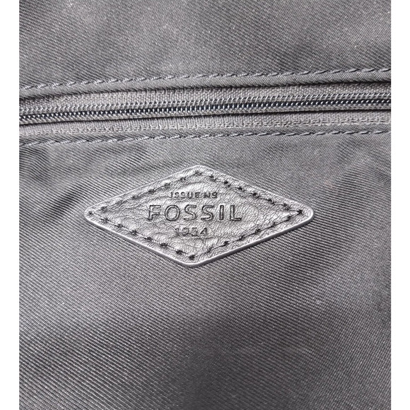Fossil Black Pebbled Leather Front Pocket Zipper Closure Satchel Shoulder Bag - Picture 12 of 16